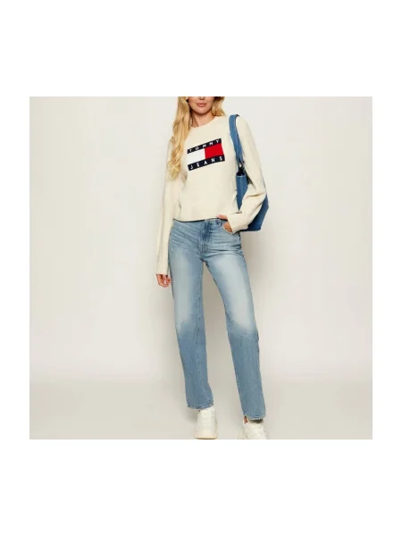 Tommy Jeans pulover din amestec de lână bej light alb