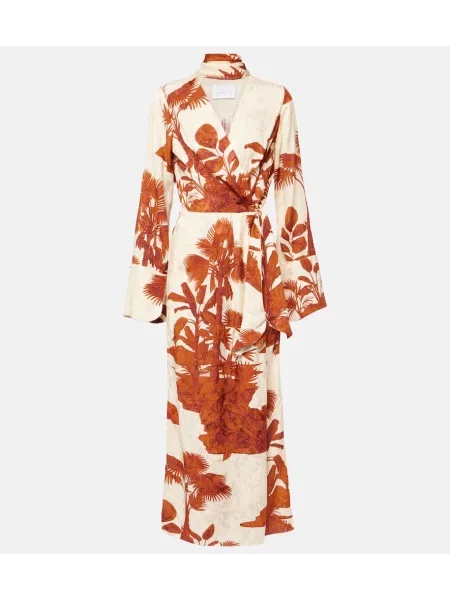 Maksi sukienka maxi Johanna Ortiz z nadrukiem garniturowa pomarańczowa