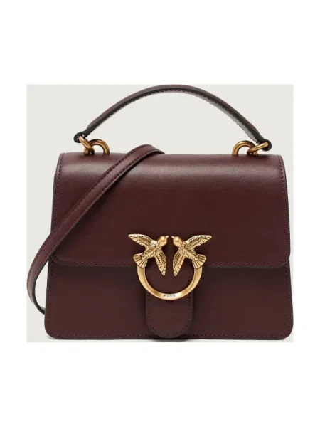 Mini geanta de piele Pinko din piele mini bordo
