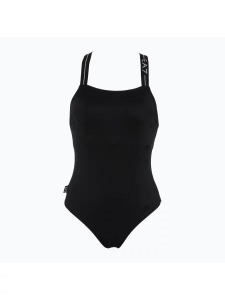 Emporio Armani Логотипна лента Едноцветен бански костюм черен