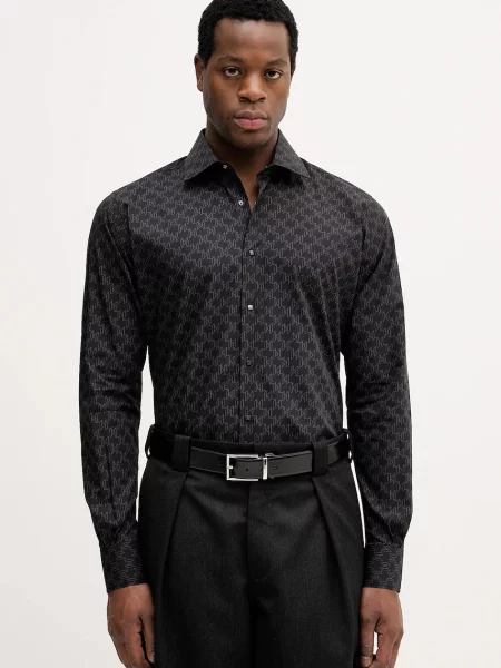 Karl Lagerfeld cămașă din cu guler clasic regular negru