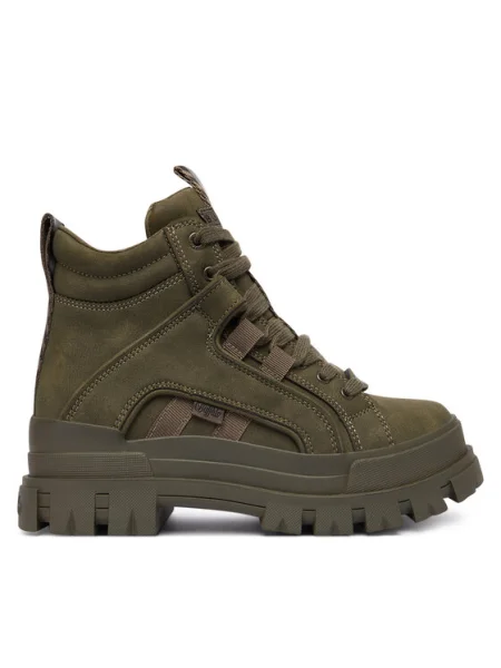 Buffalo bocanci Aspha Nc Mid verde cu platformă kaki