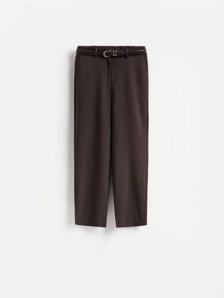 Reserved Pantaloni tip țigaretă cu curea maro-închis maro