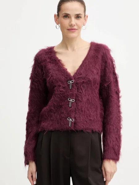 Geacă Guess din lână alpaca bordo