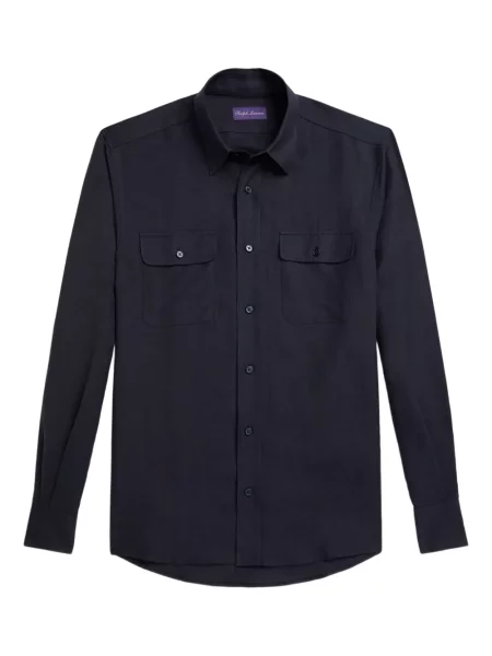 Lněná košile Ralph Lauren Purple Label modrá