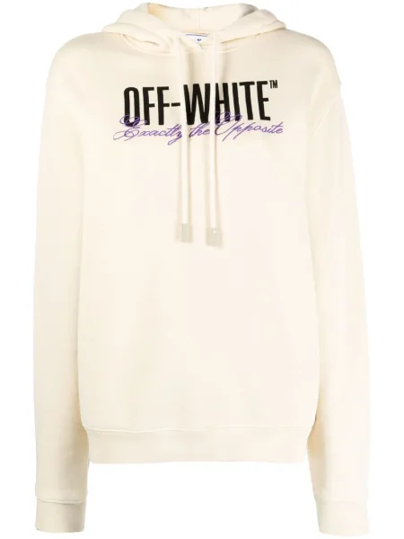 Hanorac cu glugă Off-white cu imagine alb