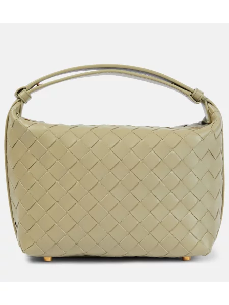Usnjena torbica Bottega Veneta Handle zelena