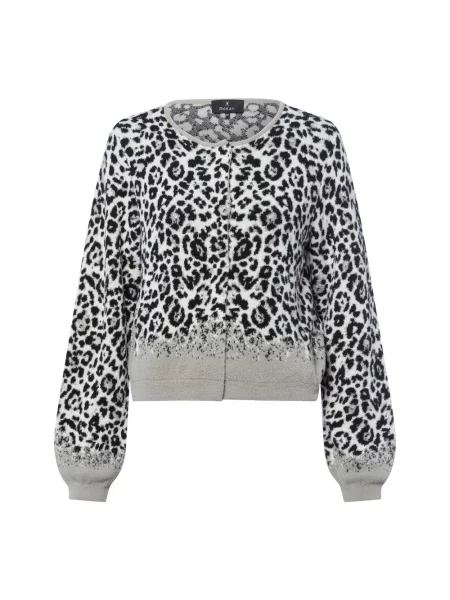 Monari Kardigan Kobiety drobna dzianina beżowy|czarny|biały wzorzysty 36 biały