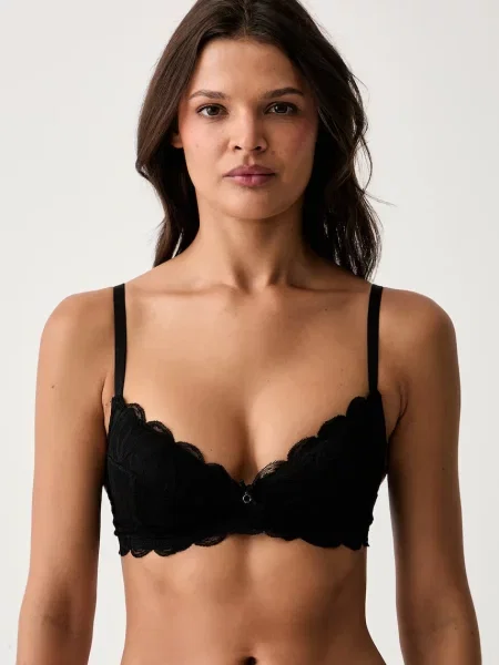 Emporio Armani Underwear podprsenka čipkovaná čierna