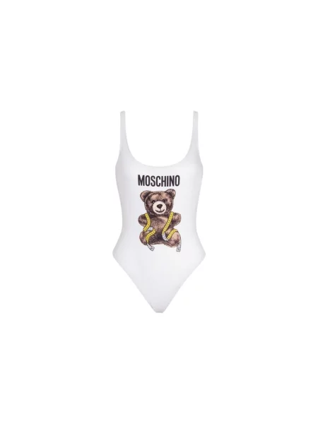 Stroj jednoczęściowy Moschino typu teddy biały