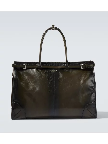 Usnjena torba Prada črna