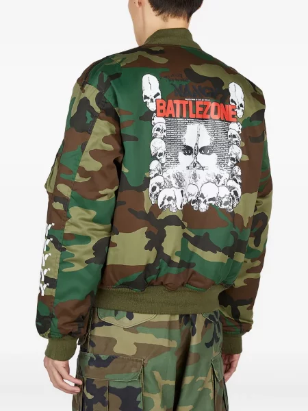 Geacă bomber Nancy Ganz cu model camuflaj verde