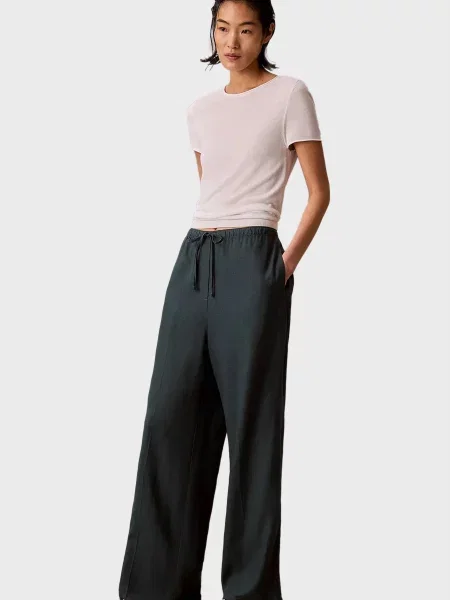 Льняные повседневные брюки Calvin Klein Jeans зеленые