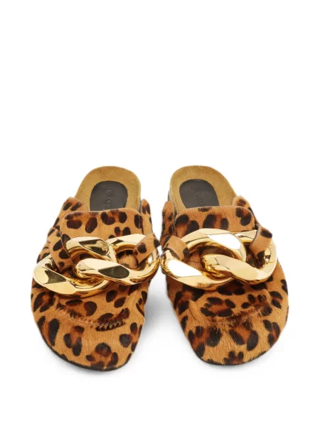 Papuci tip mules Jw Anderson cu imagine cu model leopard maro