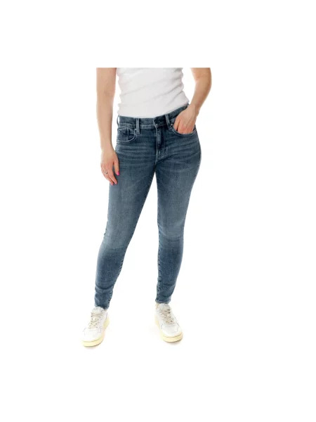 Skinny jeansy skinny G-star 3301 o krotszym kroju niebieskie