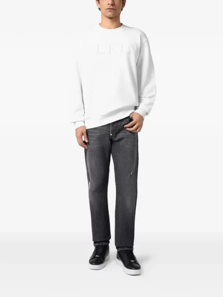 Hanorac Philipp Plein cu broderie alb
