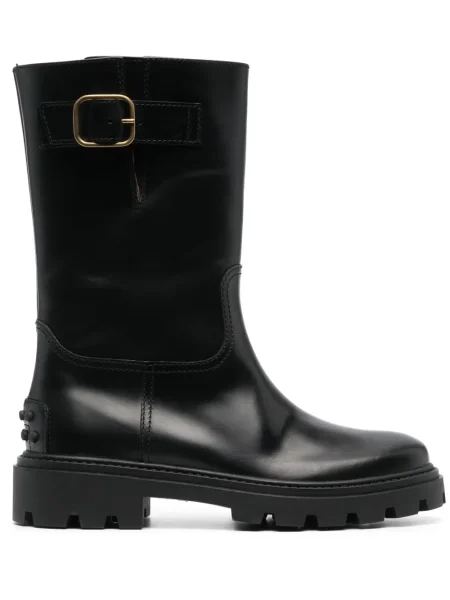 Botine Tod's din piele cu cataramă negru