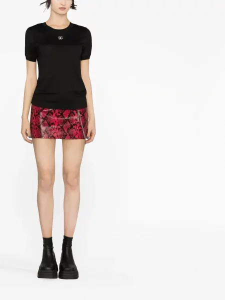 Marškinėliai Dolce & Gabbana su kristalais juoda