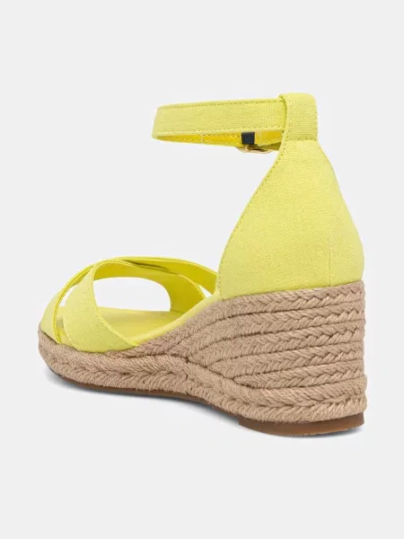 Tommy Hilfiger sandały na koturnie MID WEDGE ESPAD X CROSS żółte