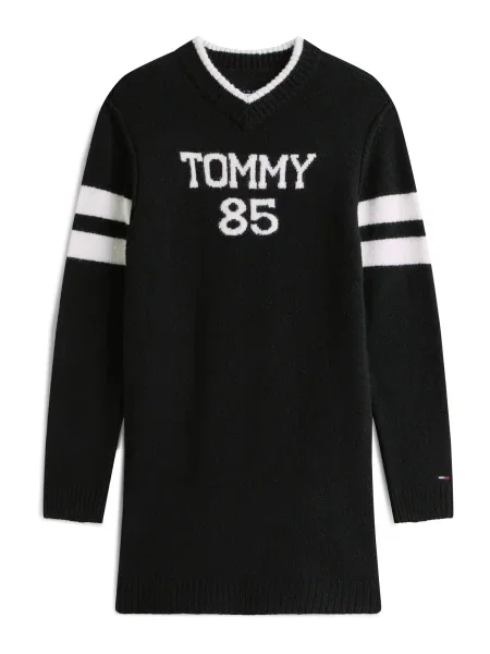 Tommy Jeans rochie din amestec de lână mini drept negru