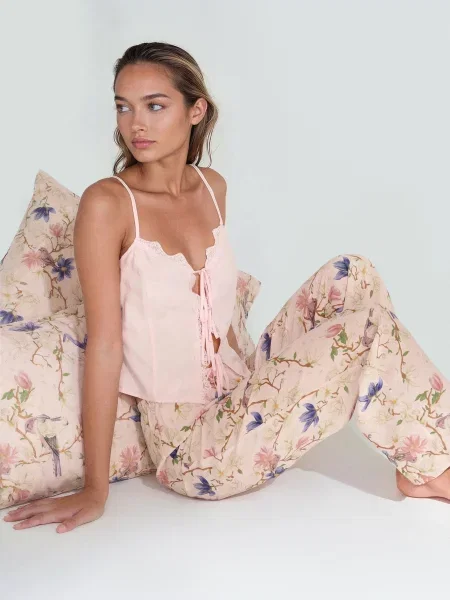 Двокомплектна піжама з квітковим візерунком рожевий