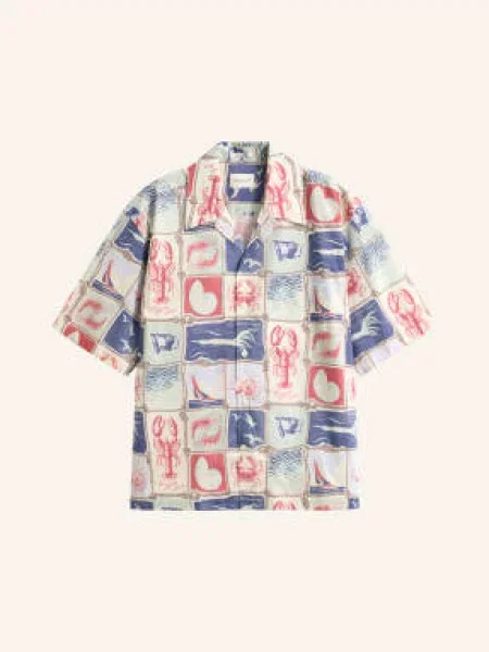 Gant Letní Košile S Volným Střihem krémová modrá červená