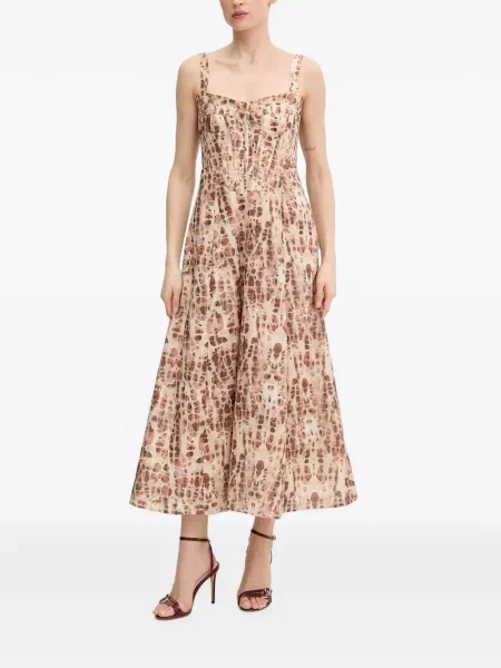 Rochie midi Bardot cu imagine cu imprimeu abstract