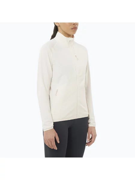 Bluză de trekking pentru femei Salomon Essential Lightwarm Full Zip whisper white alb