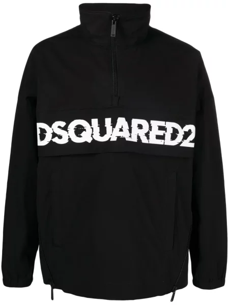 Половин цип яке Dsquared2 с принт поплин черно
