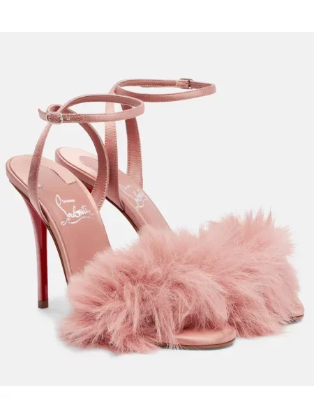 Sandale Christian Louboutin din satin roz