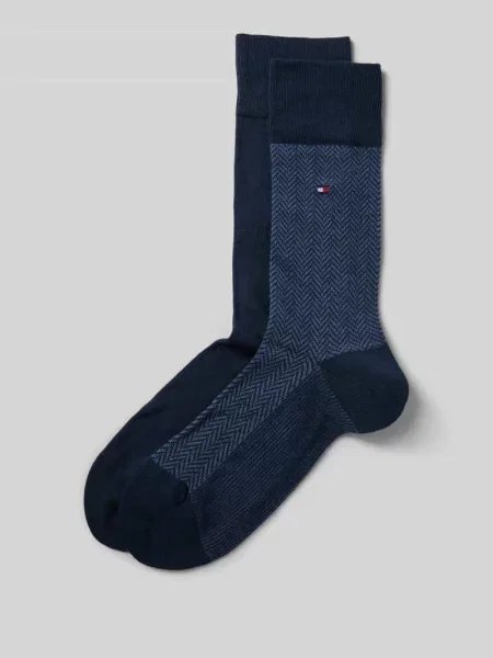 Skarpety długie z bawełny mieszanej w zestawie 2 szt. Tommy Hilfiger granatowe