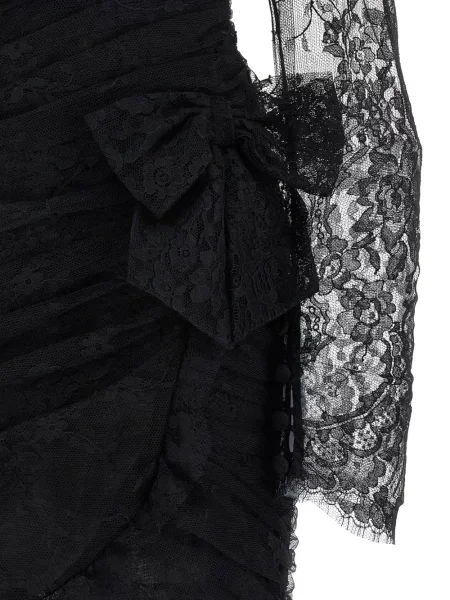 Rochie mini Alessandra Rich cu funde din dantelă de costum negru