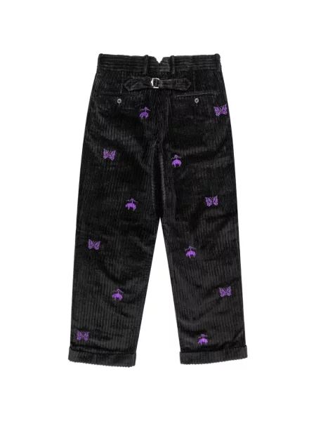 Samt hlače Brooks Brothers s vezom crna