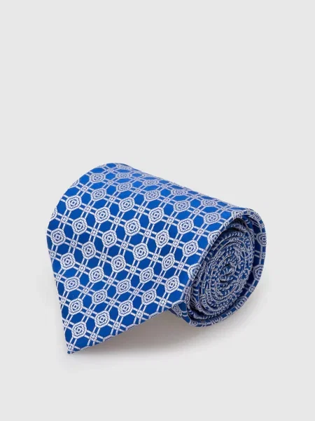 Світло-синя шовкова краватка у візерунок Stefano Ricci синя