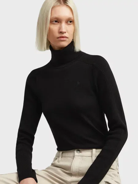 Вовняна водолазка G-star Raw чорна