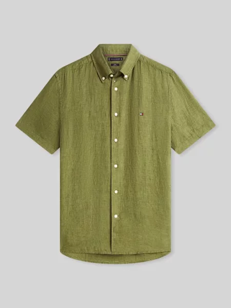 Koszula z krótkim rękawem o kroju regular fit z czystego lnu Tommy Hilfiger