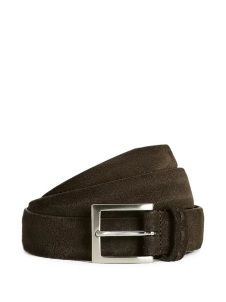Cu centură curea Kiton din piele de căprioară maro