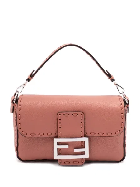 Colier Fendi din piele roz