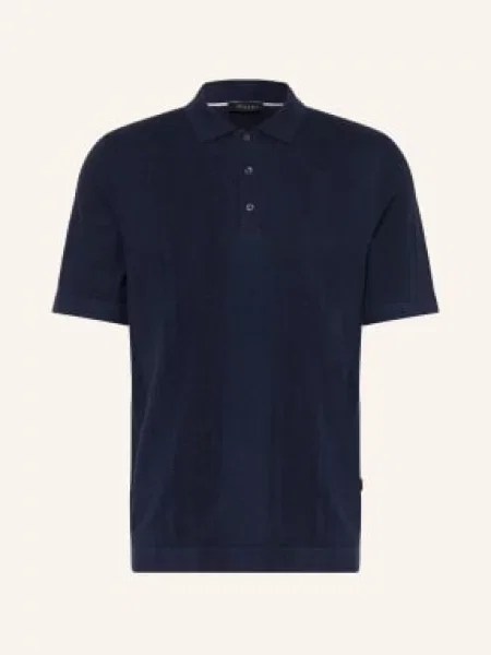 Maerz Muenchen Koszulka Polo Z Dzianiny Z Dodatkiem Lnu blau granatowa
