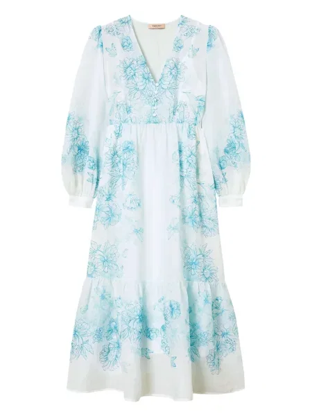 Rochie Twinset cu model floral cu imagine de costum alb