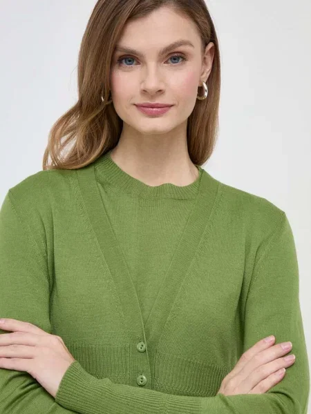 Max Mara Leisure gyapjú póló és kardigán zöld
