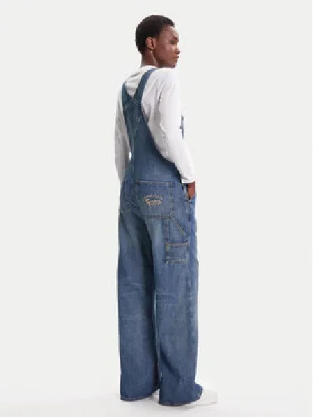 Tommy Jeans Jeans hlače z naramnicami Classic Straight Fit modra