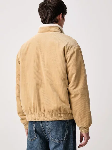 Tommy Jeans krótka kurtka sztruksowa beżowa