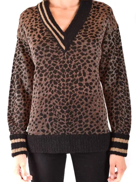 Dzianinowy sweter Pinko w panterkę brązowy