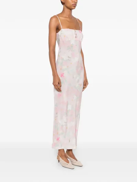 Rochie midi Bernadette cu model floral cu imagine roz