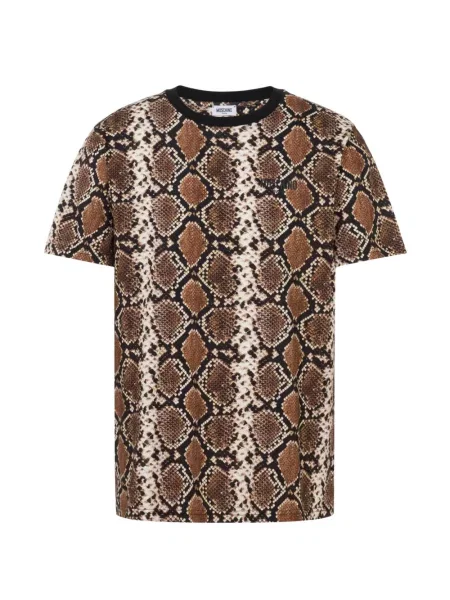 Tricou Moschino cu imagine cu model piele de șarpe maro
