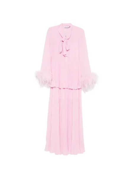 Rochie maxi Self-portrait cu pene roz