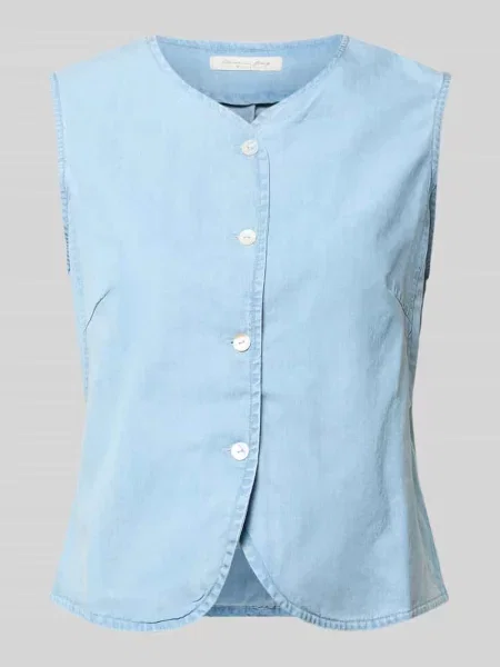 Kamizelka o kroju regular fit z mieszanki lyocellu w tkaninie stylizowanej na denim Christian Berg Woman niebieska