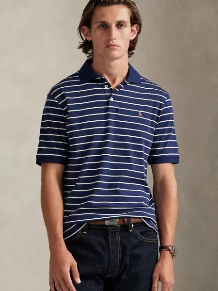 Bombažen polo Polo Ralph Lauren mornarsko modra