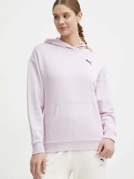 Суичър с качулка Puma с качулка виолетово
